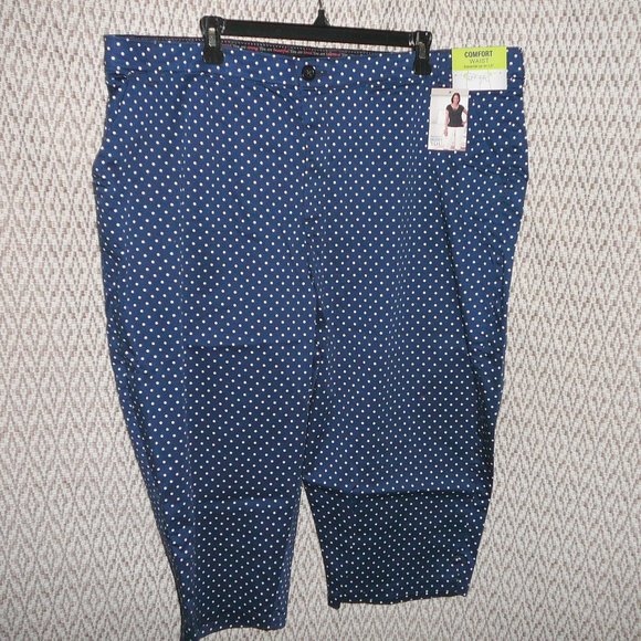 NWT Lee Riders Slimming Capri Crop Pants Plus 24W Blue White Polka Dot - Picture 6 of 10